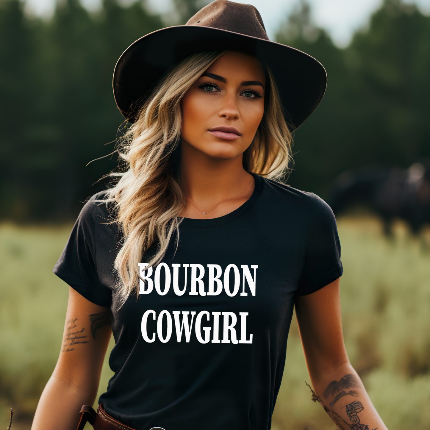Bourbon Cowgirl Branded Graphic Tee T-Shirt
