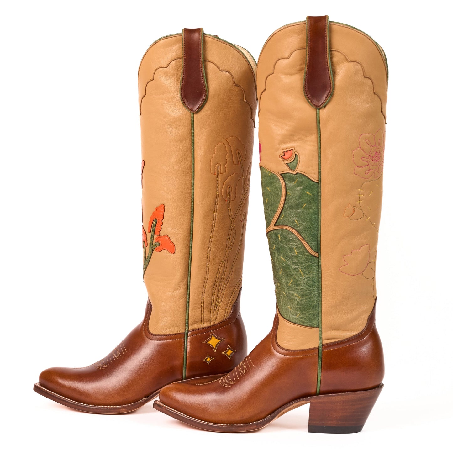 Western boots with floral design