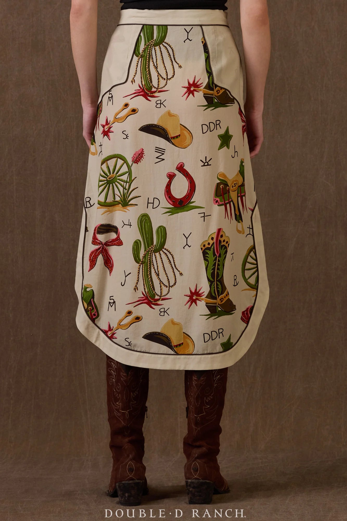 Atomic Ranch A-line skirt with western embroidery
