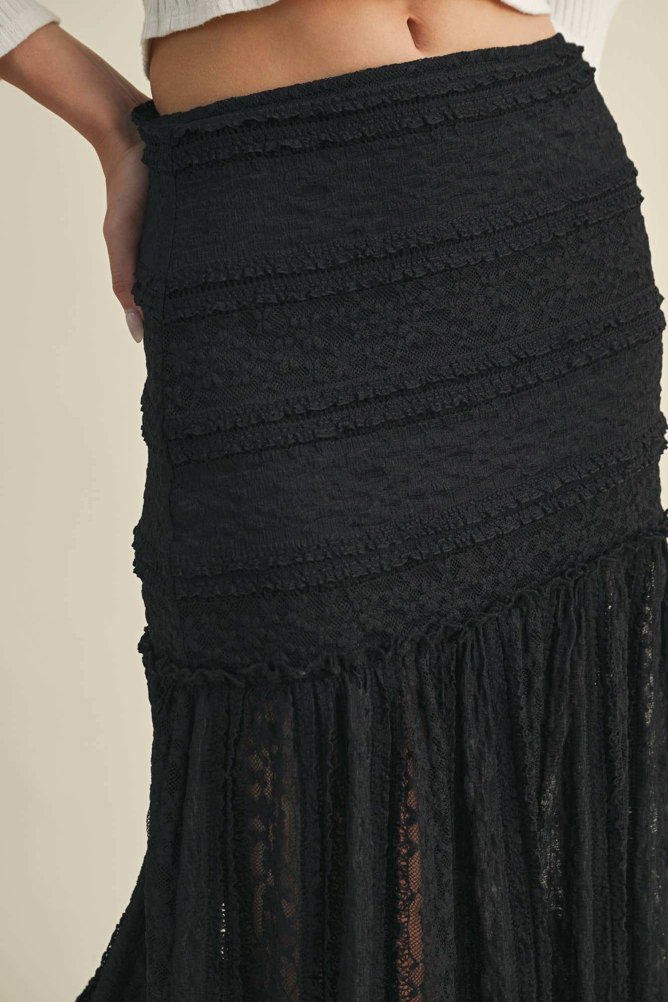 Black lace skirt.