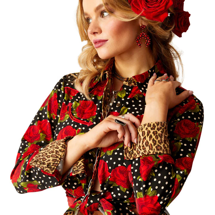 Ariat Rodeo Quincy Retro Rose Punchy Polkadot Blouse
