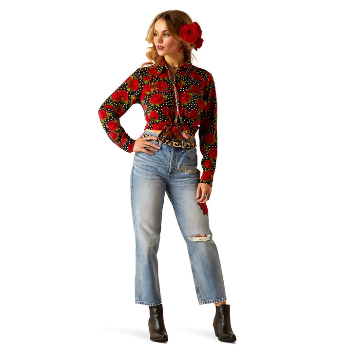 Ariat Rodeo Quincy Retro Rose Punchy Polkadot Blouse