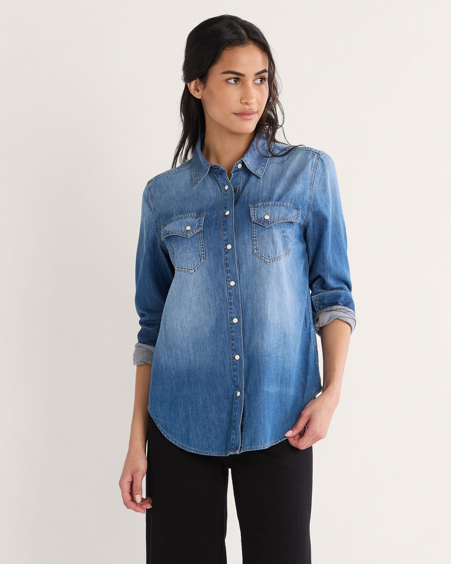 Chambray Gambler Shirt by Pendleton in Medium Blue