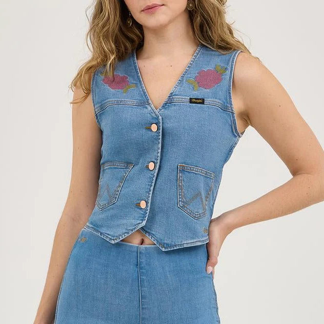 Wrangler X Lainey Wilson Denim Vest at Bourbon Cowgirl