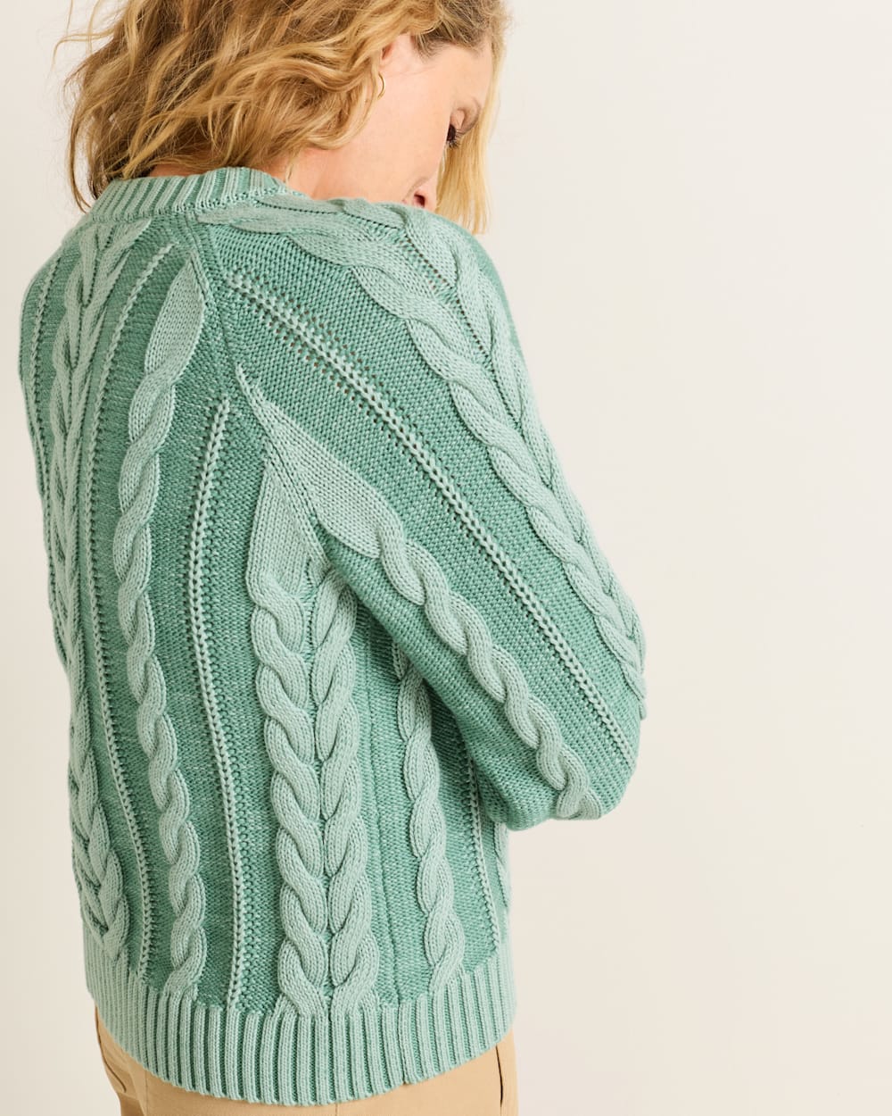 Cotton Cable Cardigan in Teal Blue by Pendleton