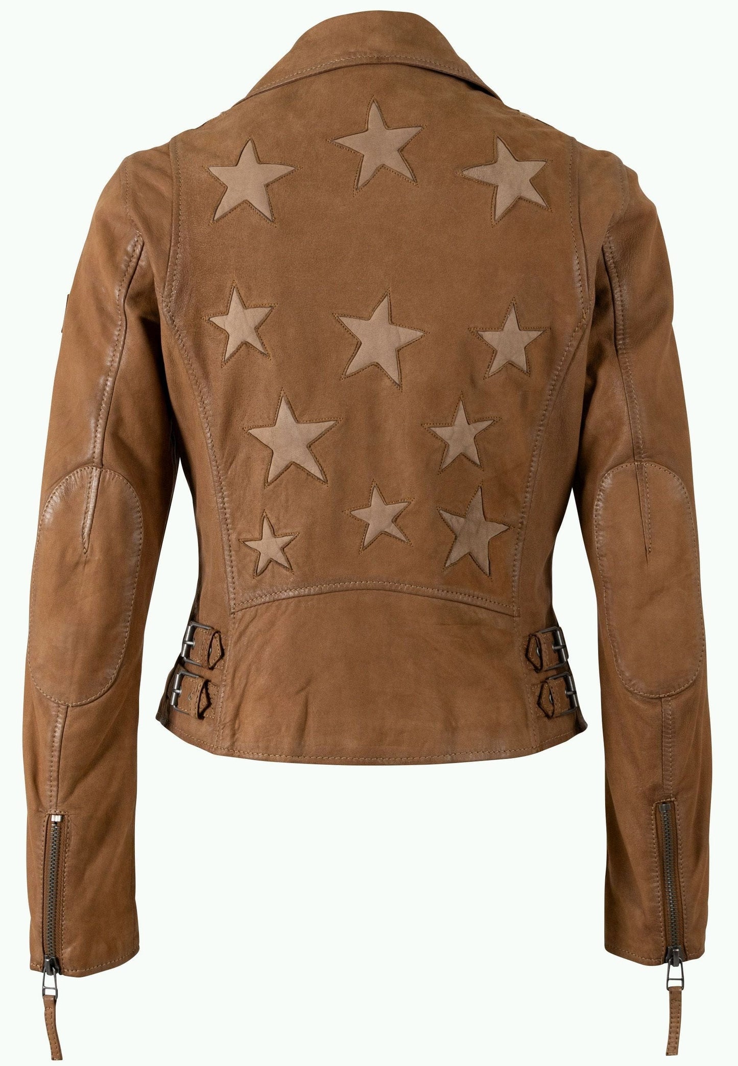 Misty Nubuck Leather Jacket by Mauritius in Cognac