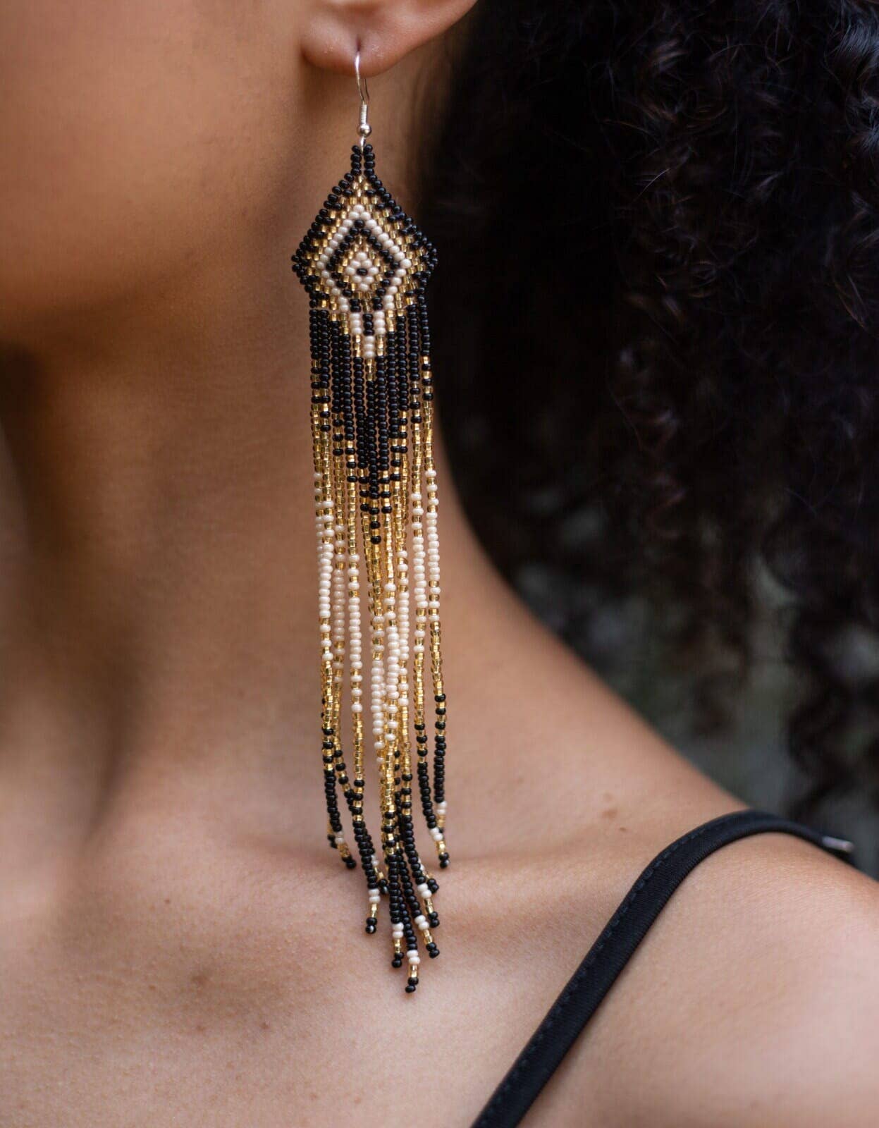 Midnight Oil Beaded Handmade Earrings by Mother Sierra