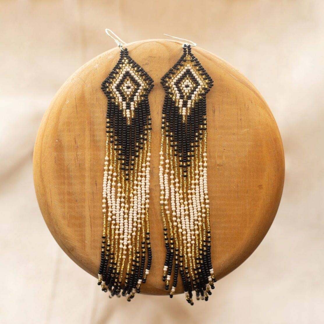 Midnight Oil Beaded Handmade Earrings by Mother Sierra