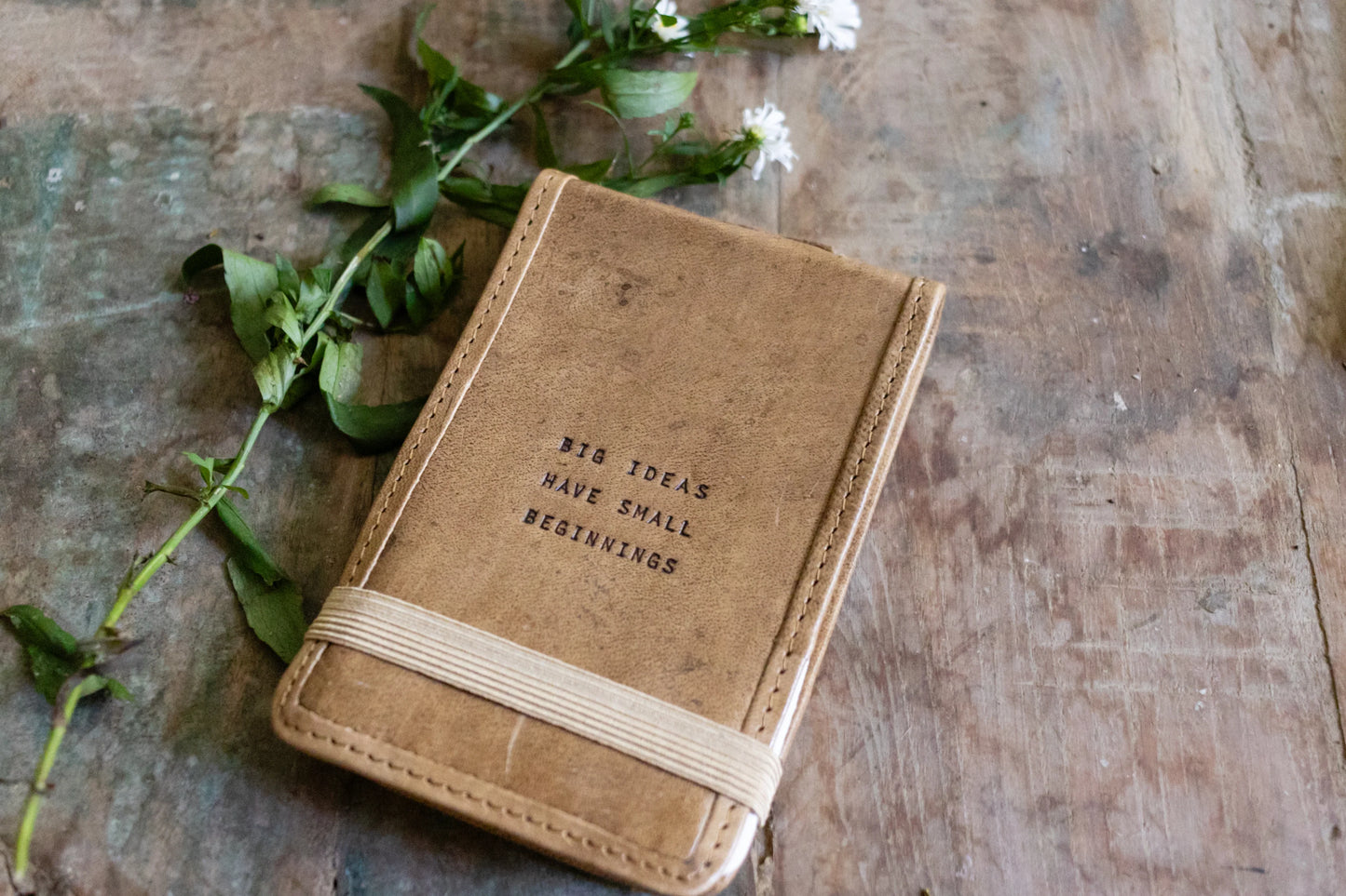 Mini Big Ideas Have Small Beginnings Leather Journal at Bourbon Cowgirl