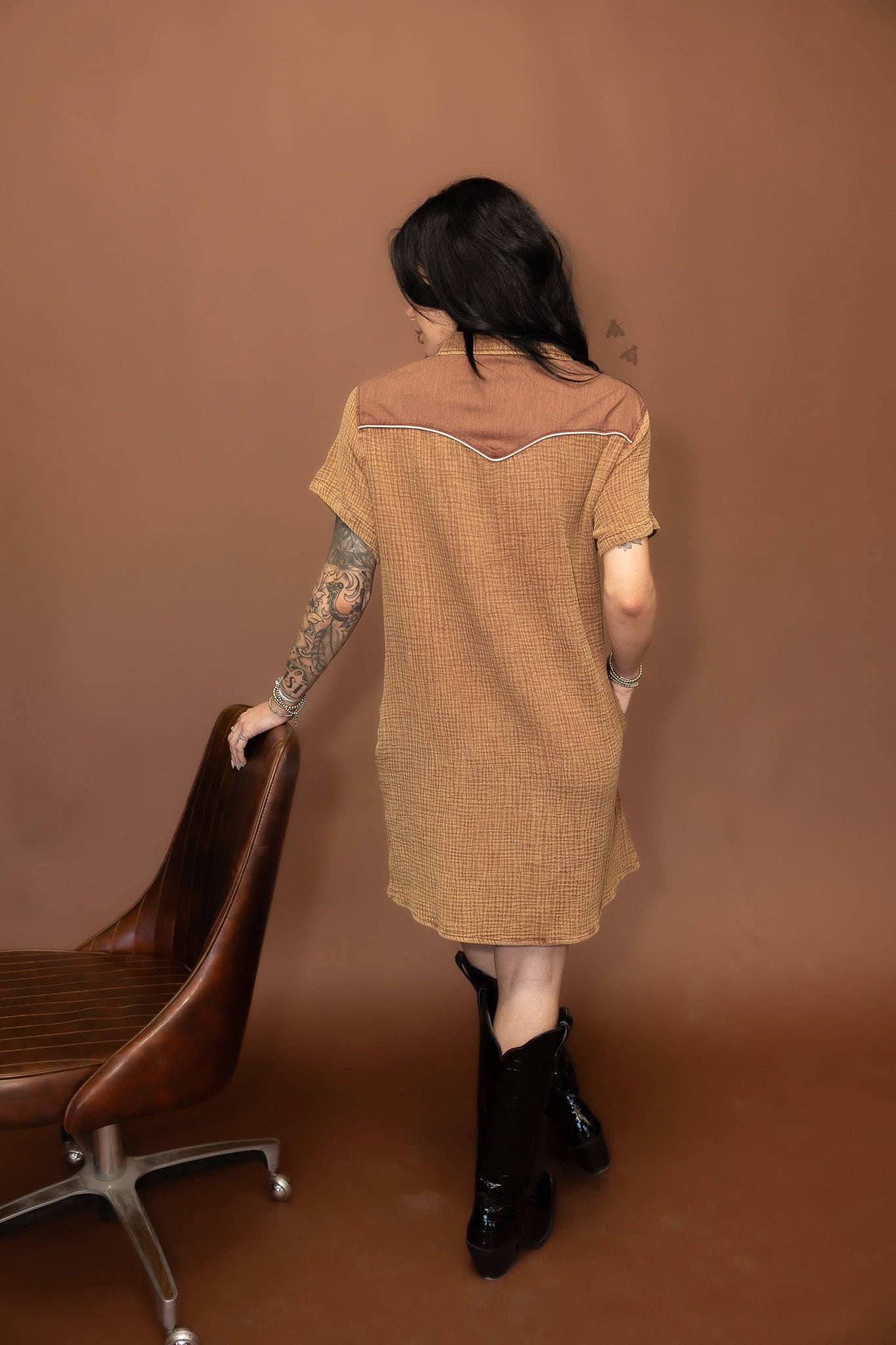 Rank Retro Dress - Saddle
