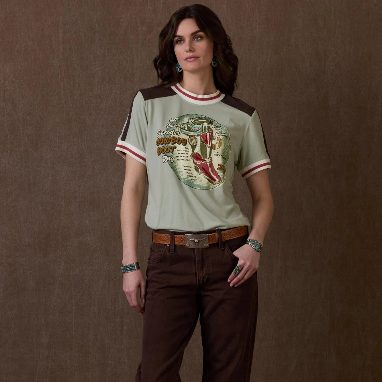 Decoder Ring Top t-shirt on woman