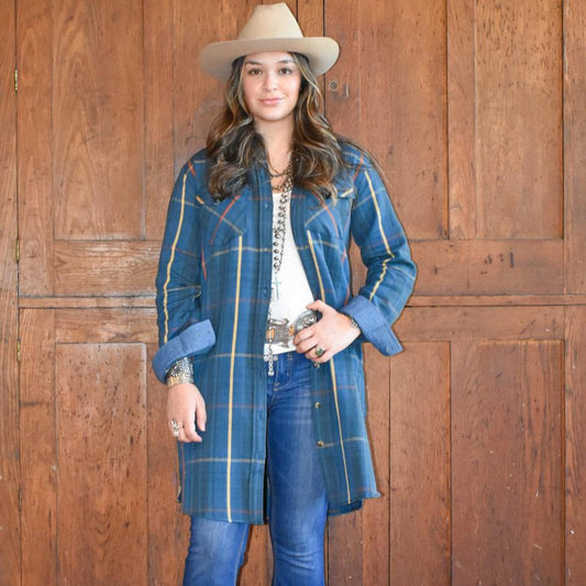 Ayla Tunic - Blue Plaid Shirt Jacket