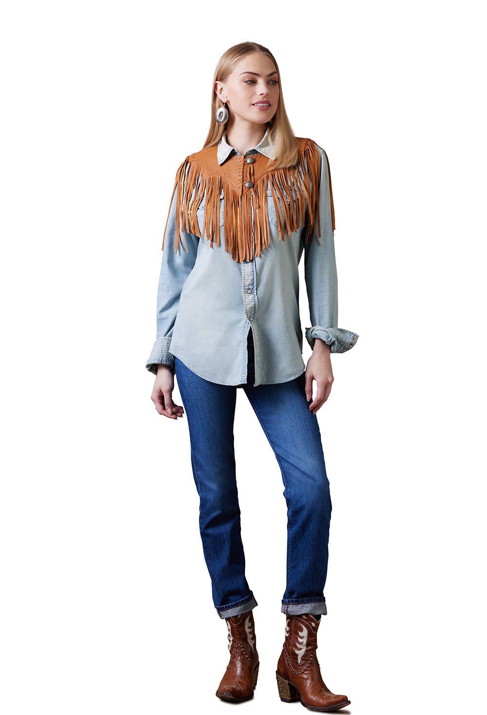 1950s Sonora Collar fringed denim shirt and jeans