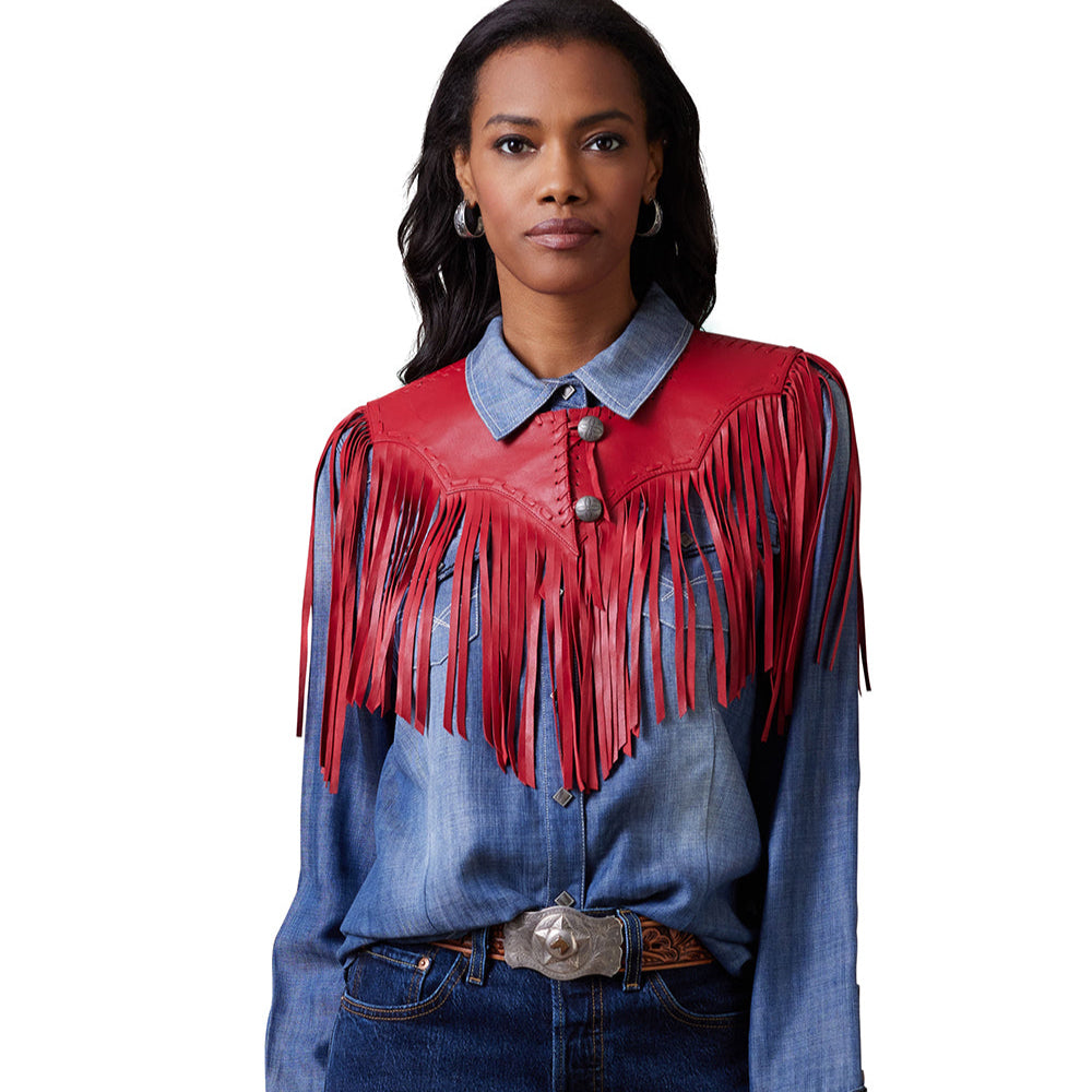 Sonora Collar red fringe denim shirt