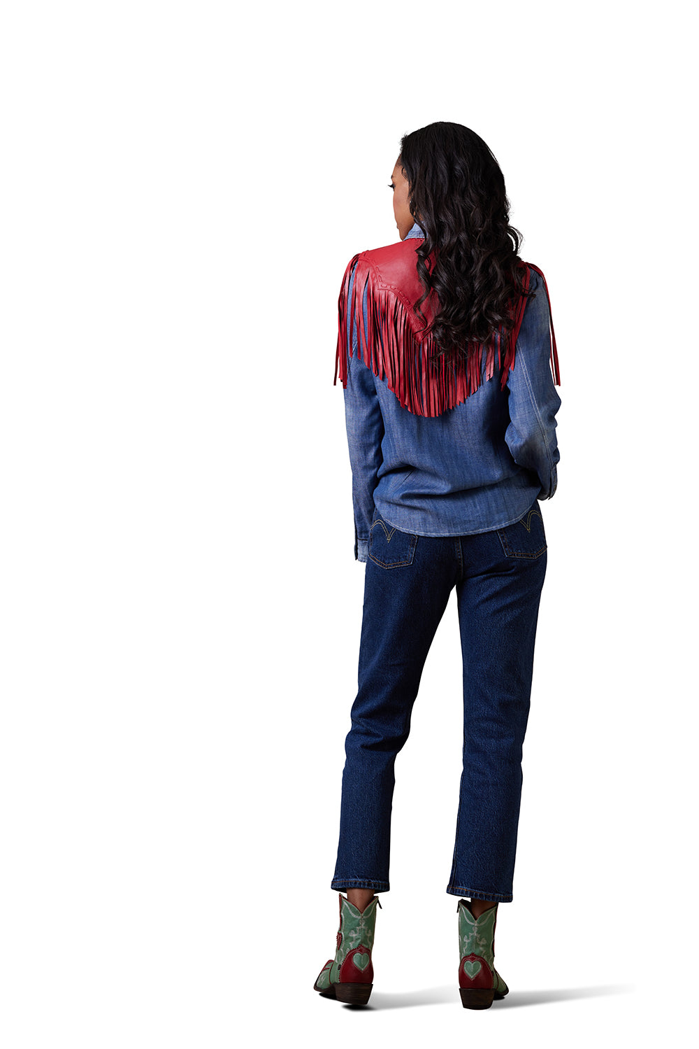 38 Sonora Collar denim shirt with fringe