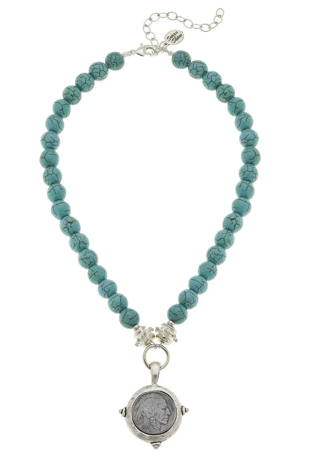 American Indian Nickel Turquoise Necklace by Susan Shaw