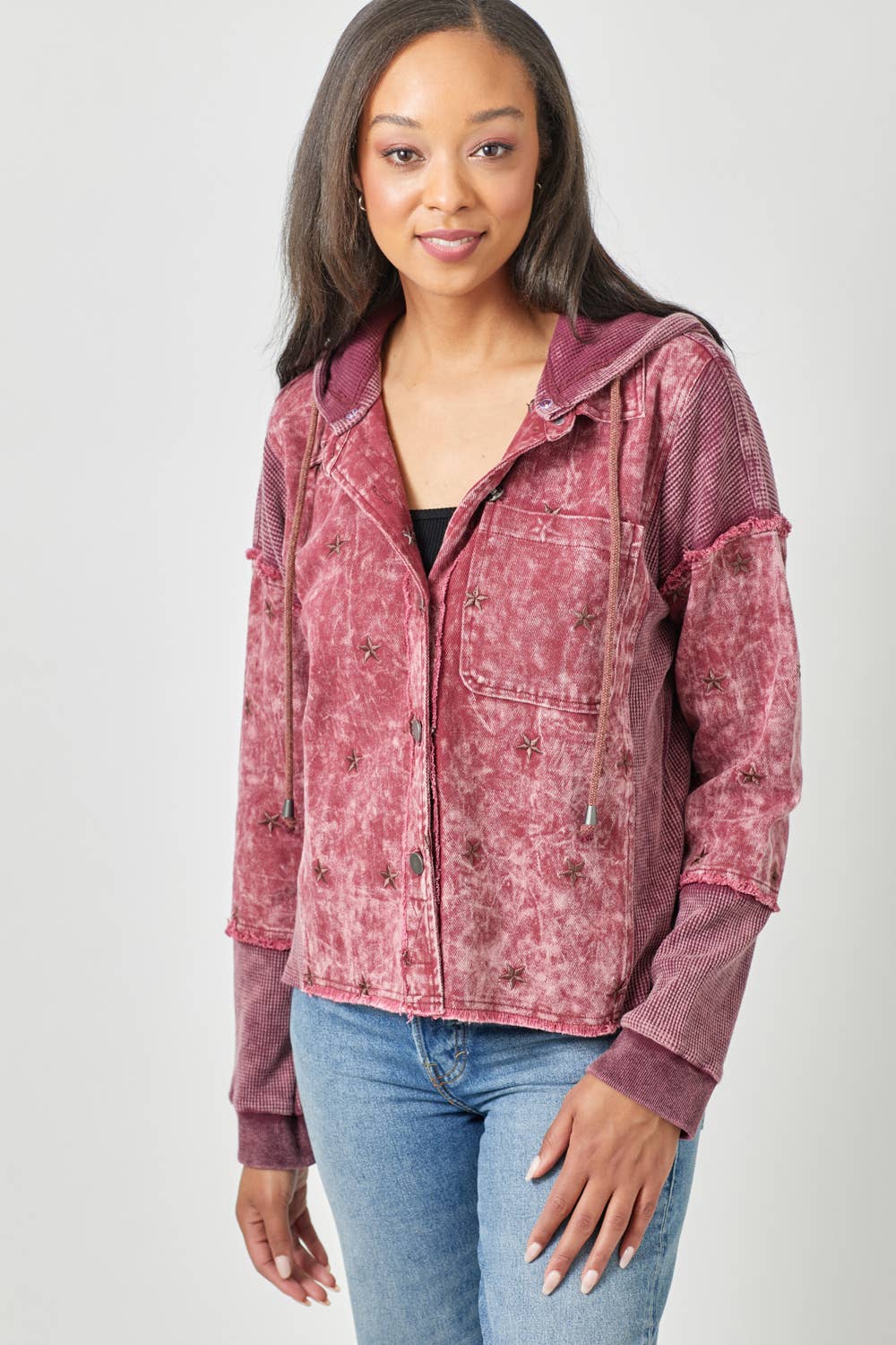 Star Embroidery Washed Jacket