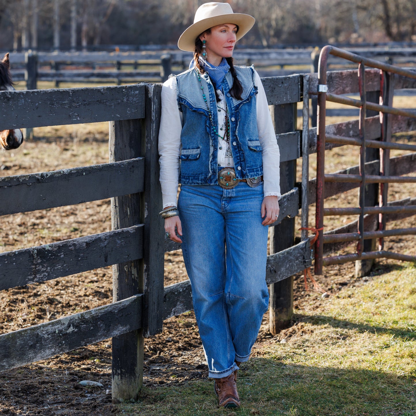 Jeni Vest in Washed Blue Tasha Polizzi