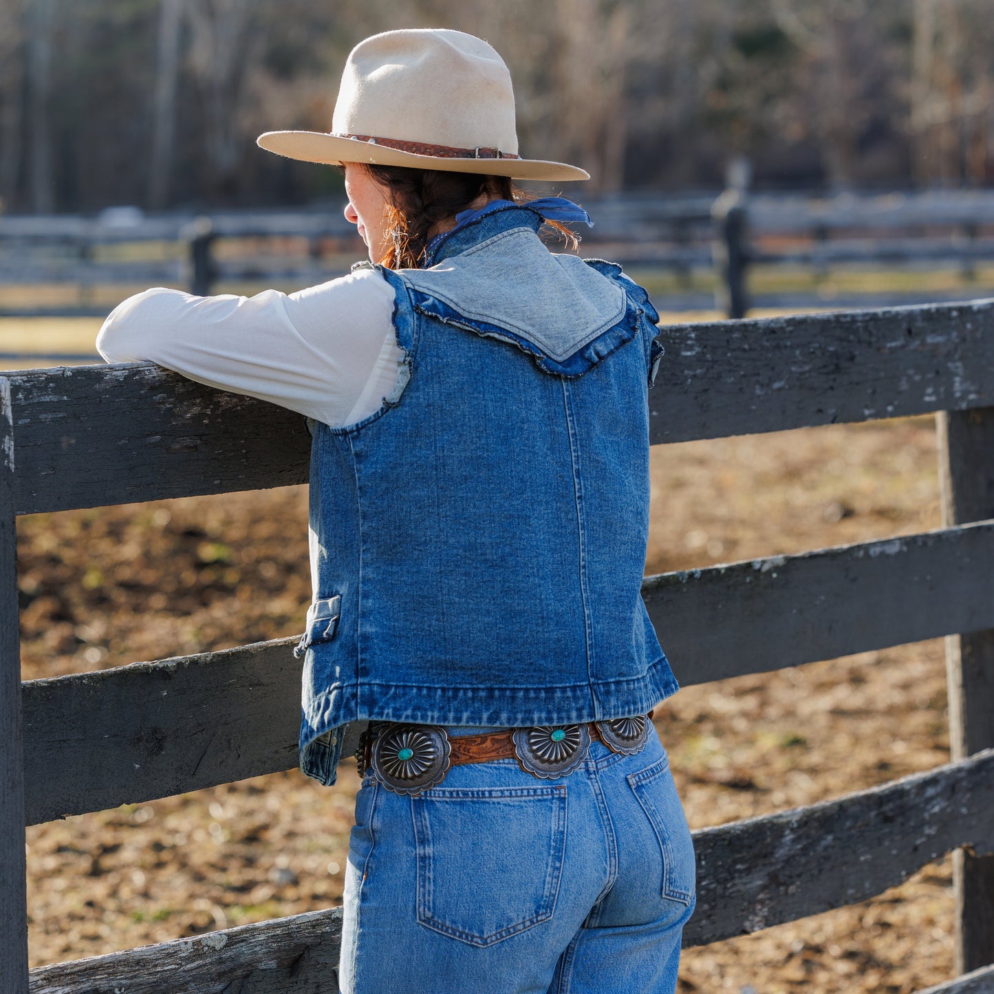 Jeni Vest in Washed Blue Tasha Polizzi