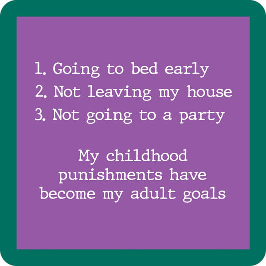 Purple square with text about adult goals.