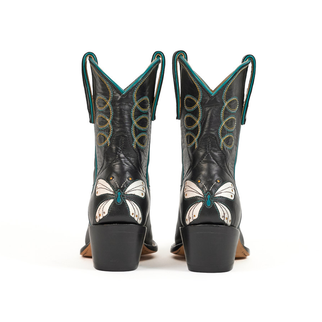 Black butterfly cowboy boots