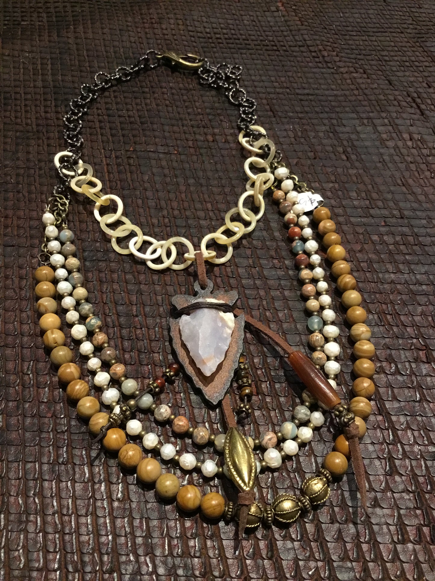 Unique layered necklace with arrowhead pendant