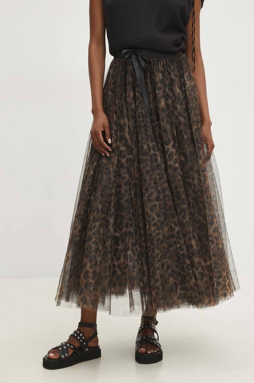 Aria Long Leopard Print Tulle Maxi Skirt