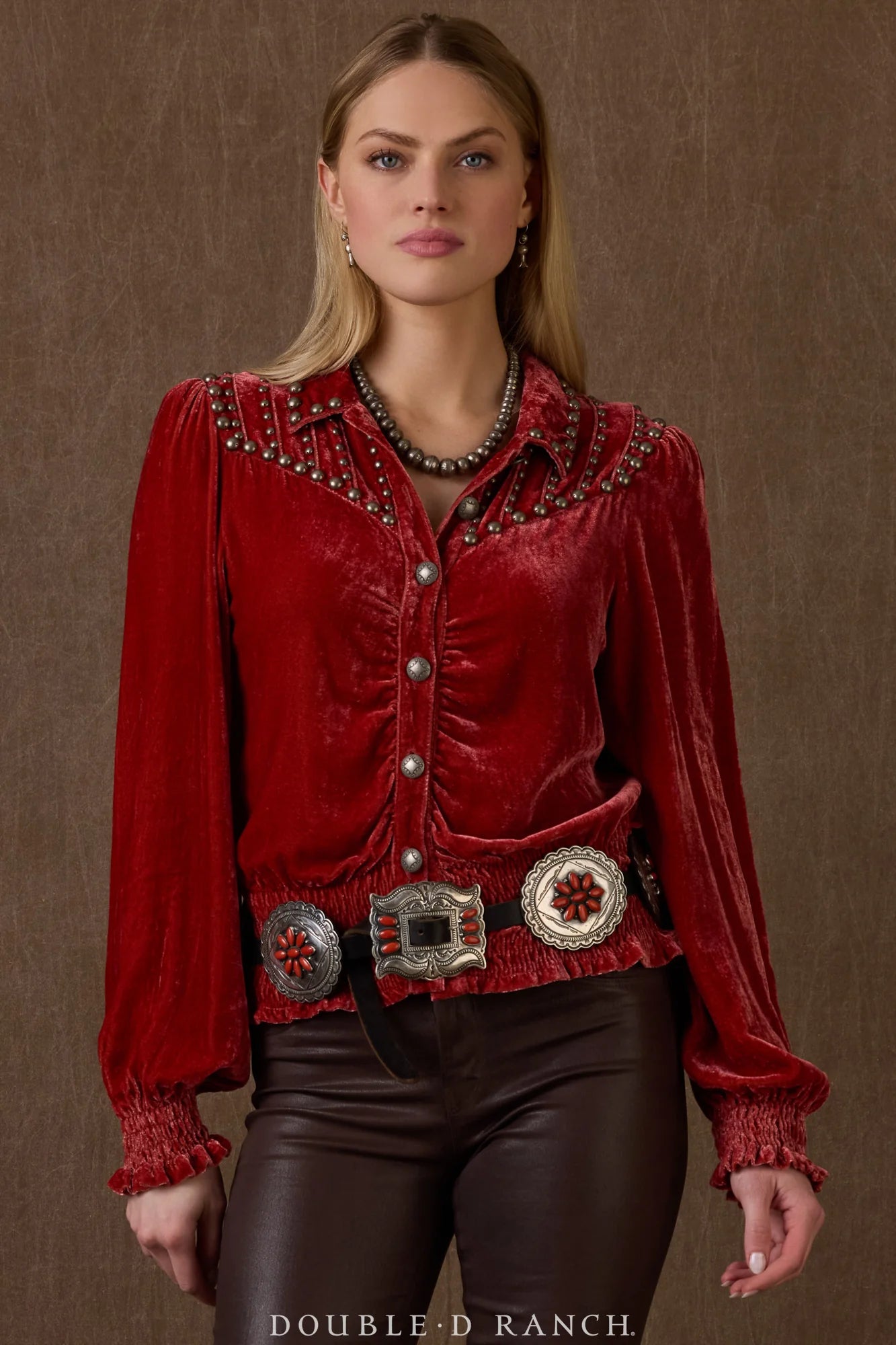 Red velvet Western shirt