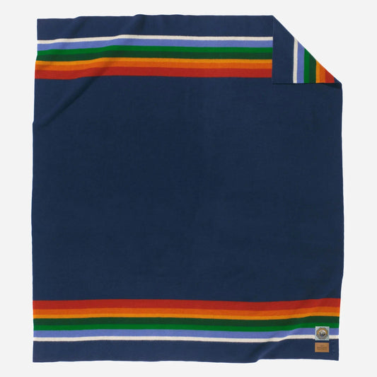 70272_CRTR Navy Rainbow Striped Blanket