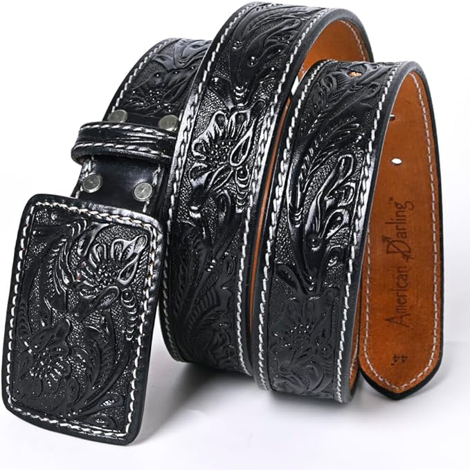 Black tooled leather belt by American Darling