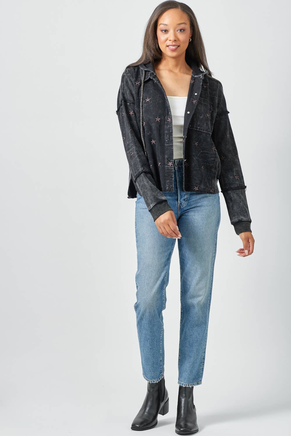 Star Embroidery Washed Jacket