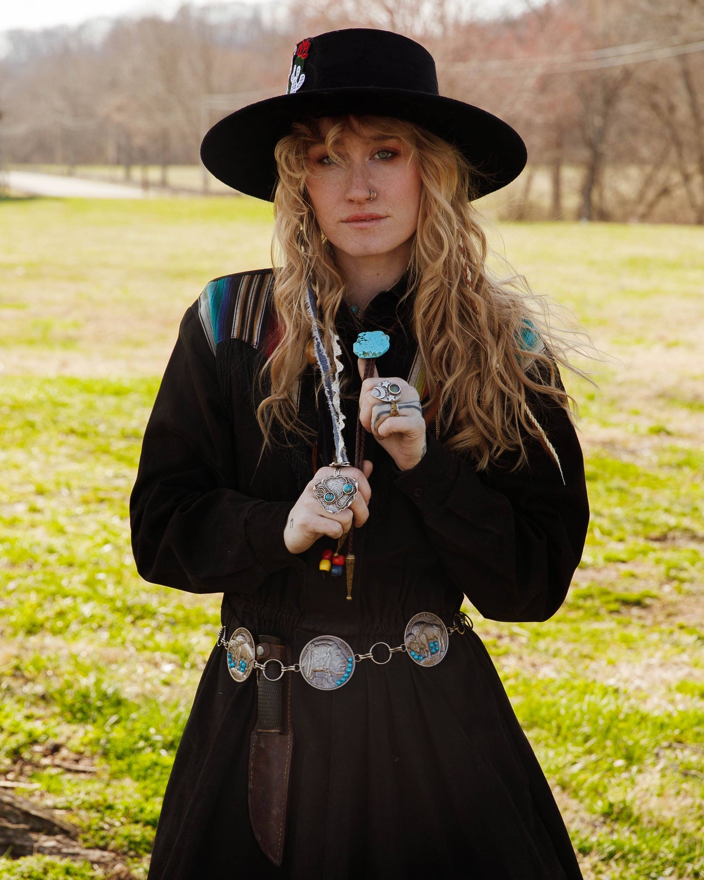Turquoise Colored Howlite Slab Bolo Tie