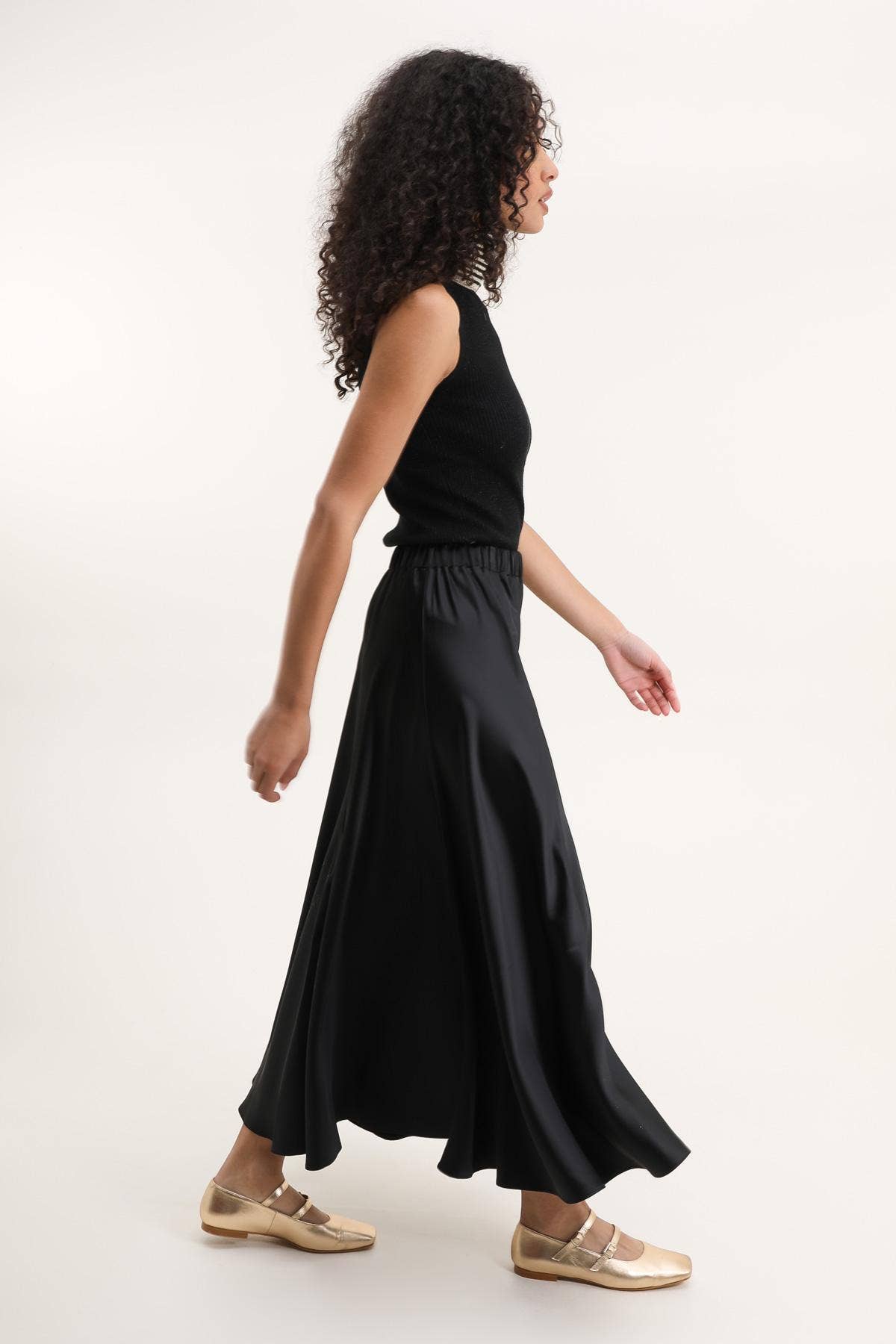 Valentine Skirt in Thick Black Satin