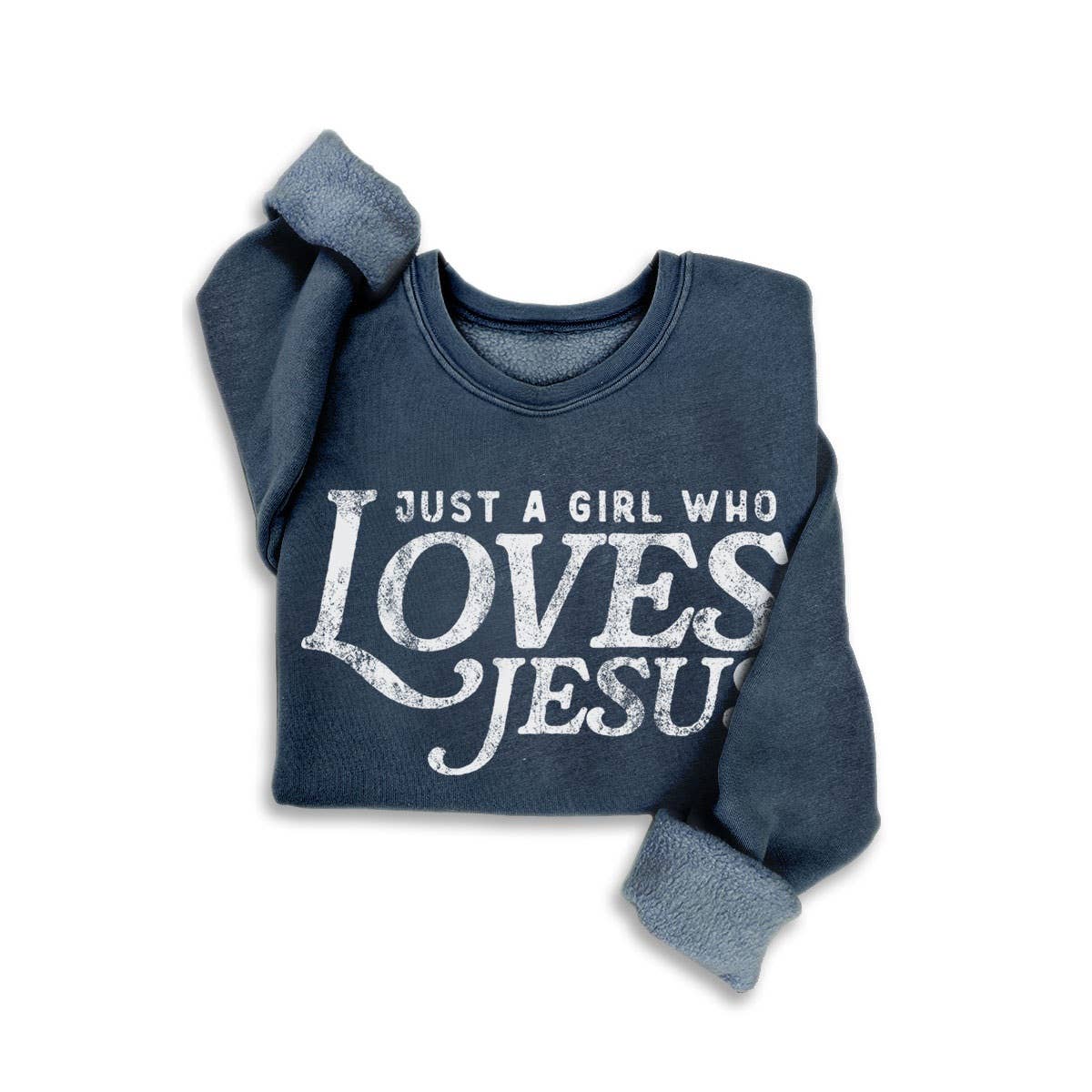 Just a Girl Who Loves Jesus Sweatshirt- Navy Blue