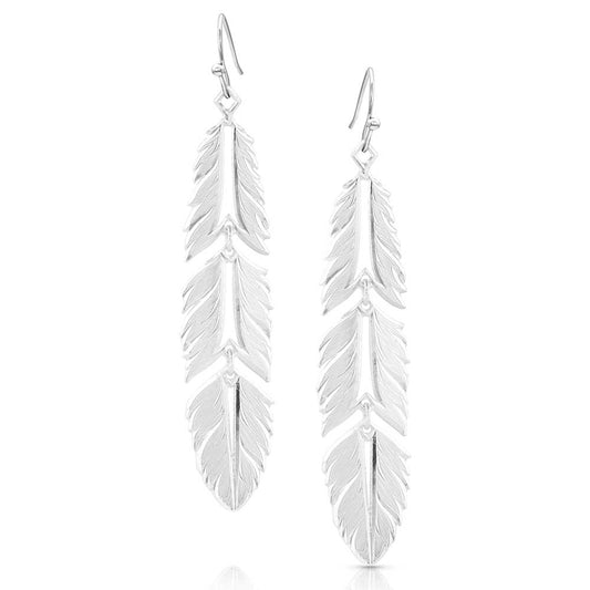 Silver feather earrings