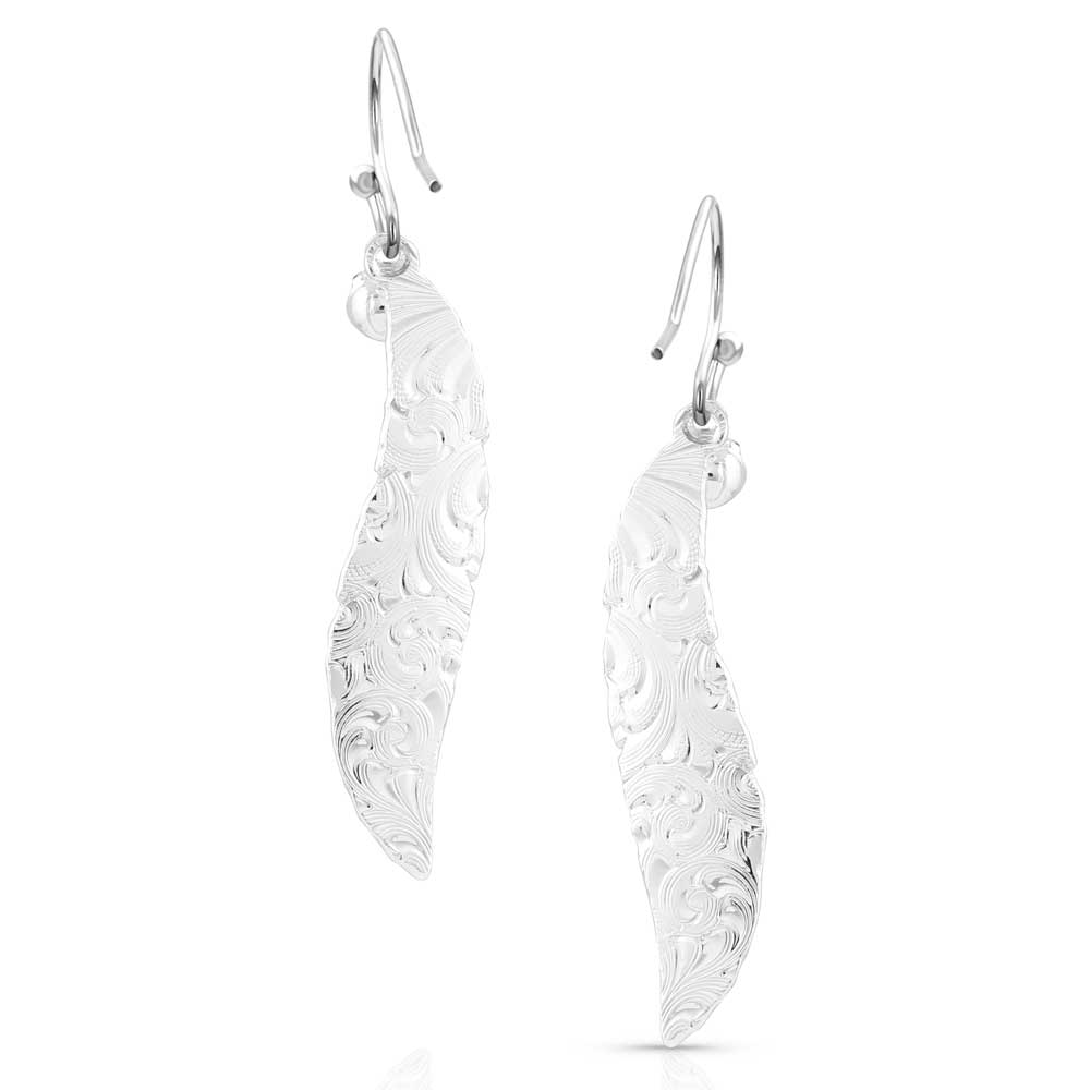 AMER5460 silver dangle earrings with floral design