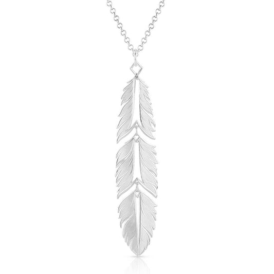 AMNC5459 Silver Feather Necklace