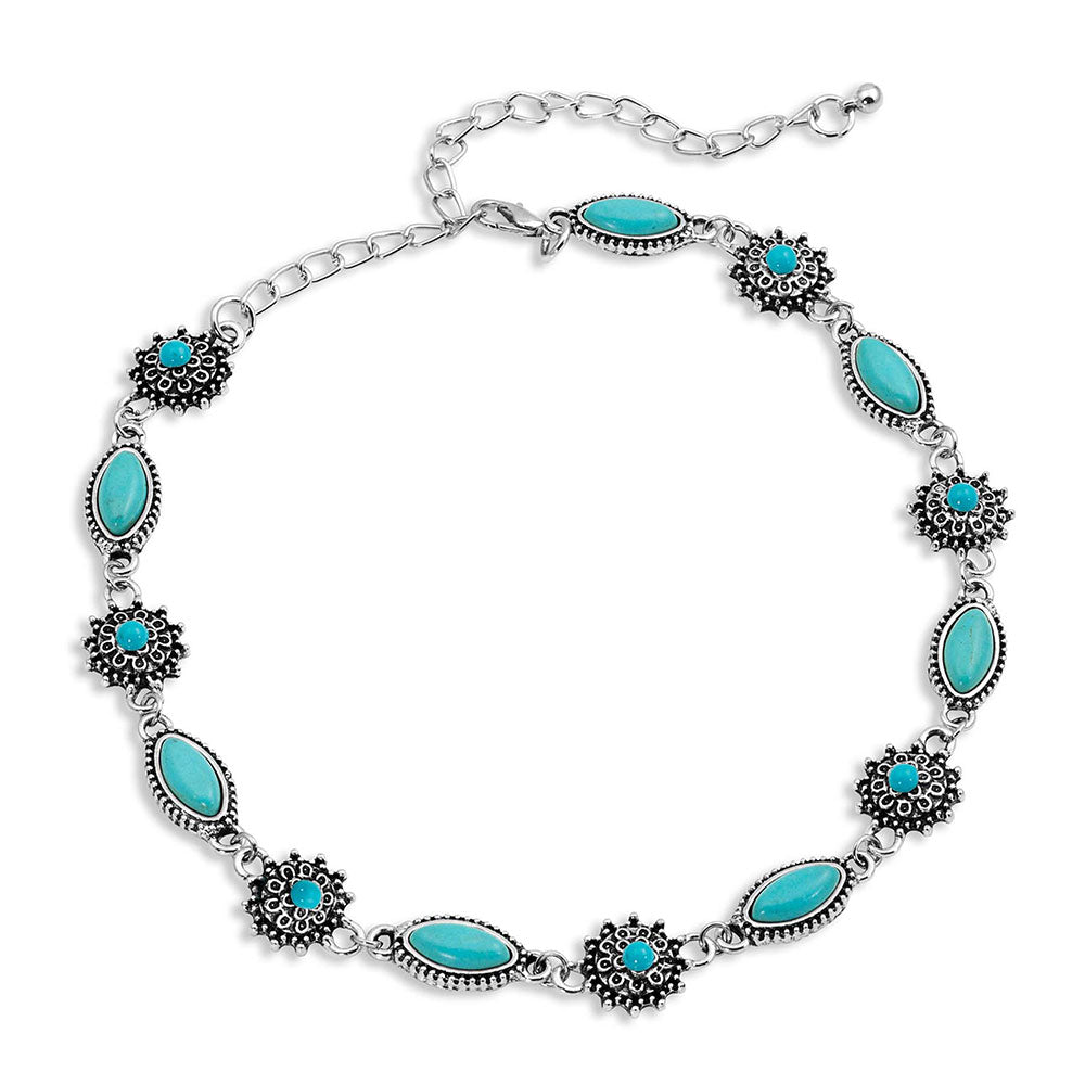 Turquoise Filigree Choker Necklace Attitude Jewelry- Montana Silversmiths