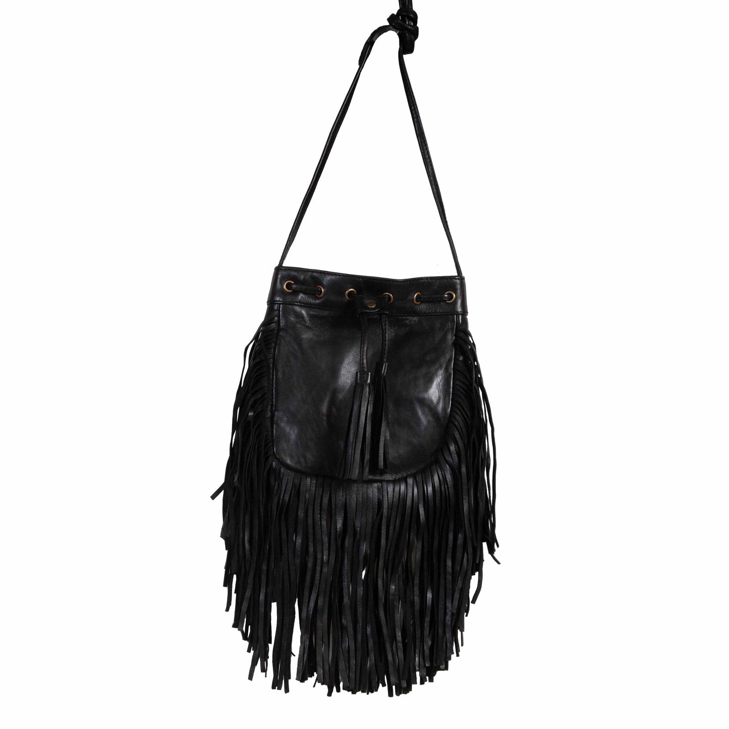 B184-BLK-HB Black Fringe Handbag