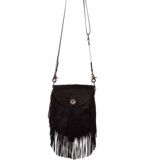 B320-HB Black fringe crossbody bag