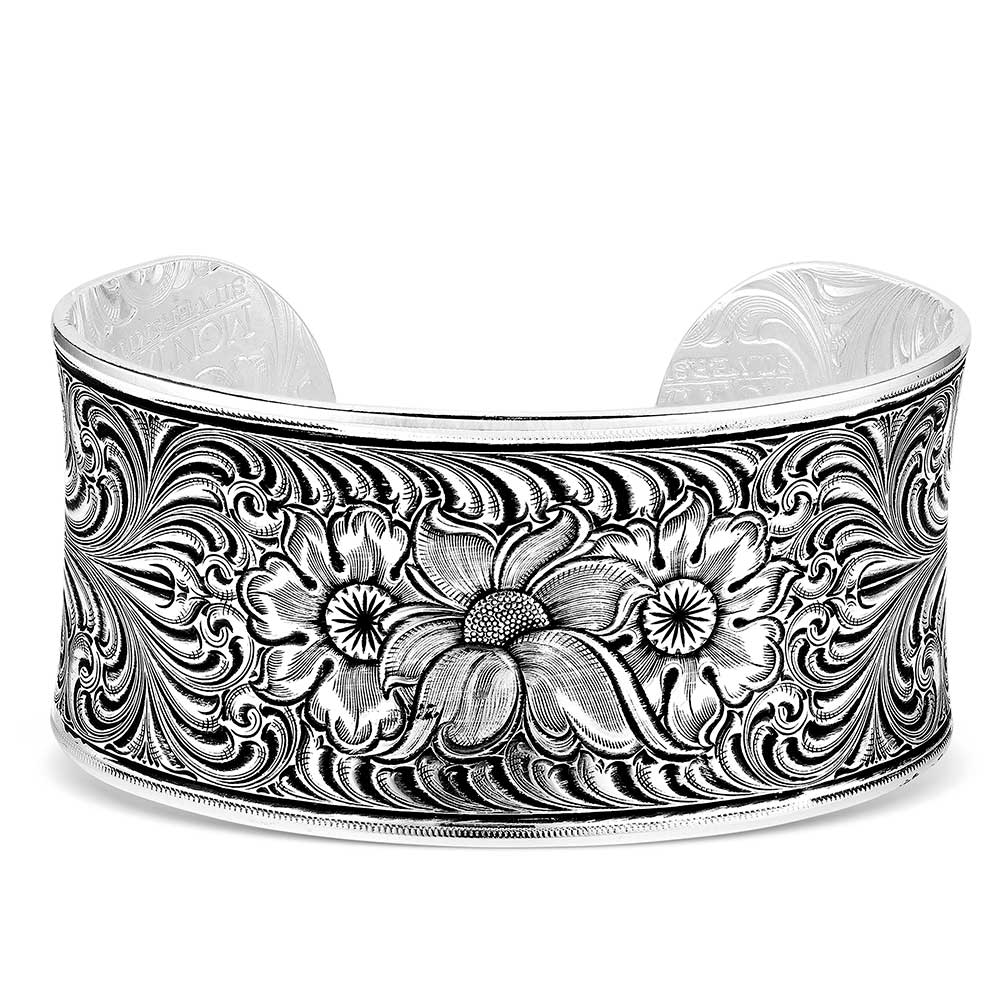 BC5670 floral engraved cuff bracelet