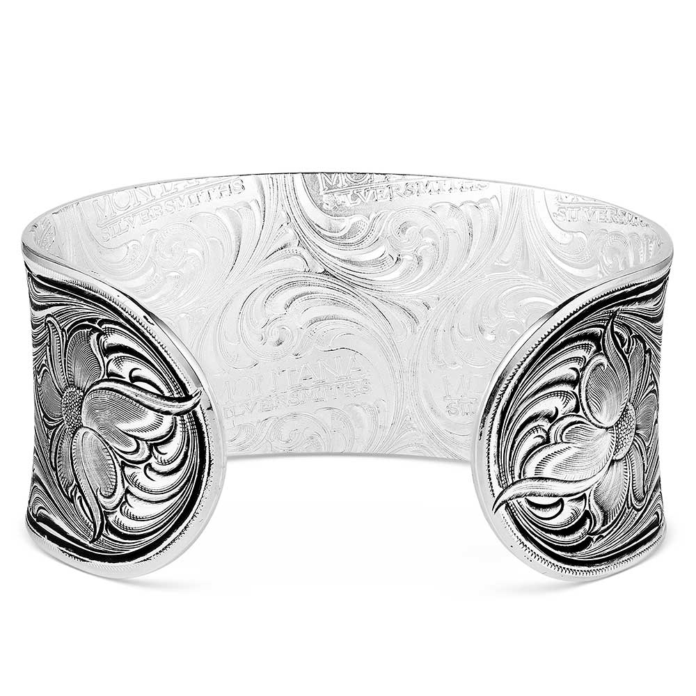 BC5670 Sterling Silver Floral Cuff Bracelet