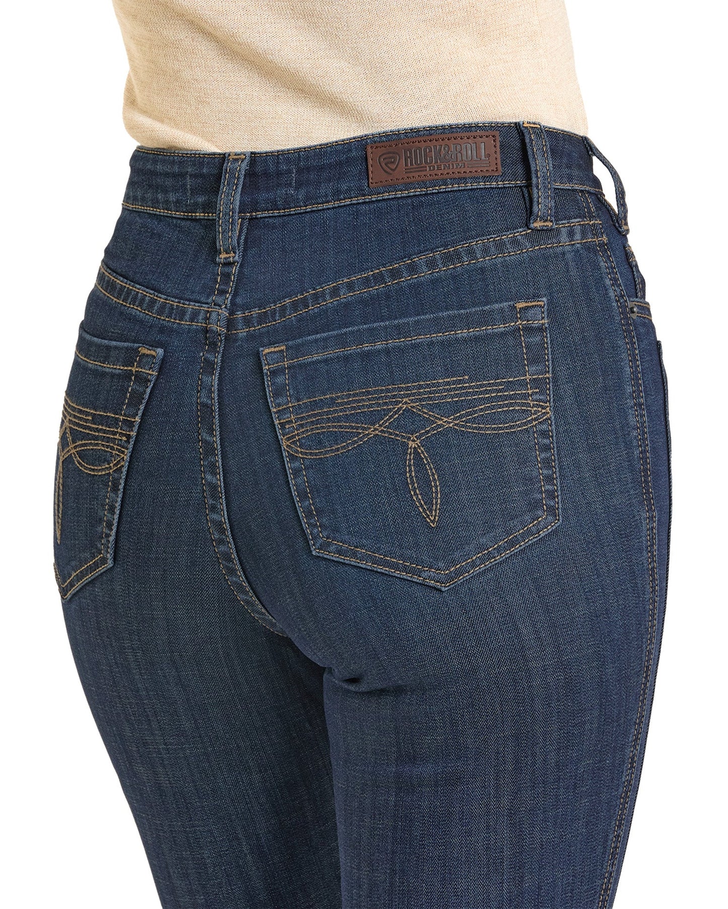 Front Detail High Rise Boot Cut Jeans Rock & Roll Denim for Women