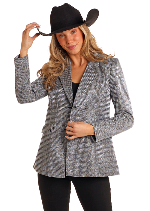 Silver Metallic Blazer by Panhandle at Bourbon Cowgirl