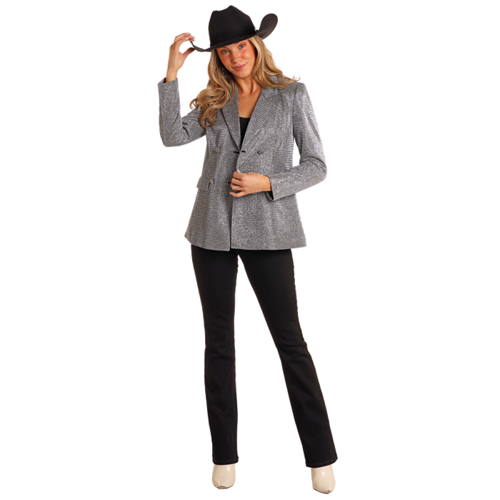 Silver Metallic Blazer by Panhandle at Bourbon Cowgirl