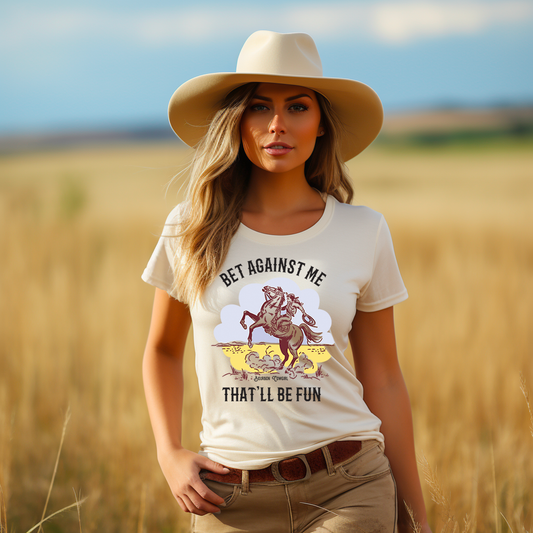 Woman in Bet Against Me tee shirt