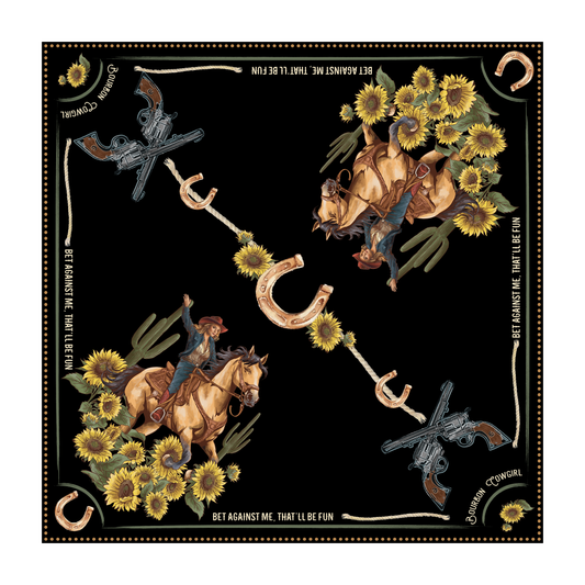 Bet Against Me That'll Be Fun Wild Rag Scarf in Black by Bourbon Cowgirl