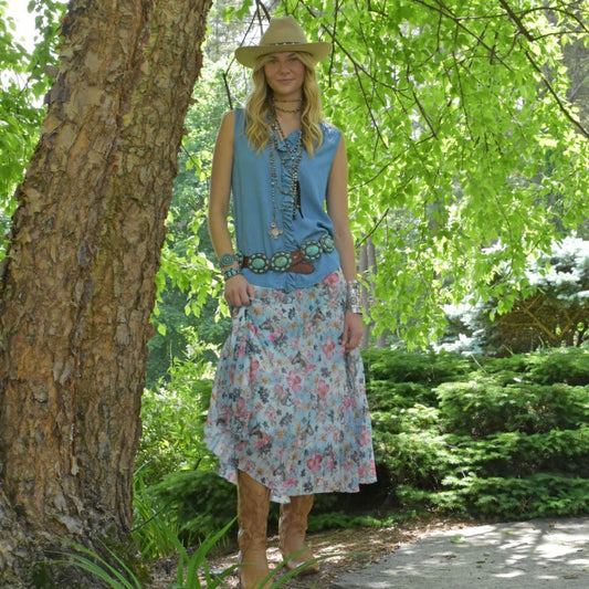 Blakely & Shila floral skirt outfit