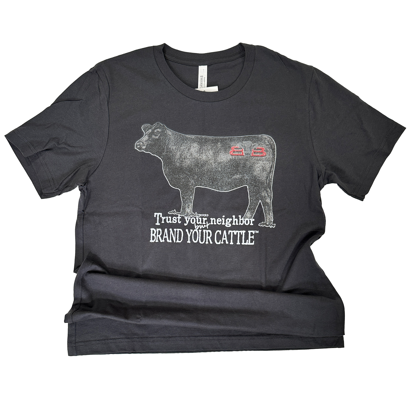 Cattle Tee shirt with cow graphic and text Brand Your Cattle
