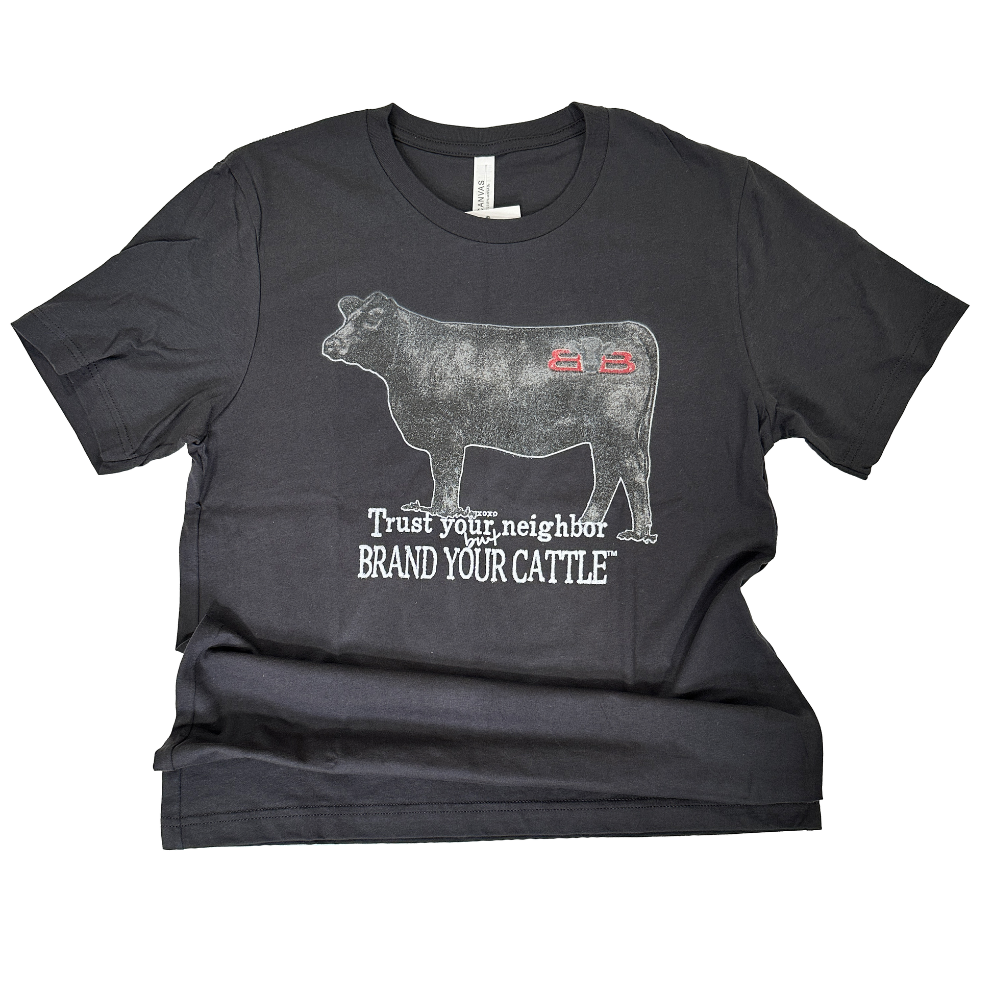 Cattle Tee shirt with cow graphic and text Brand Your Cattle